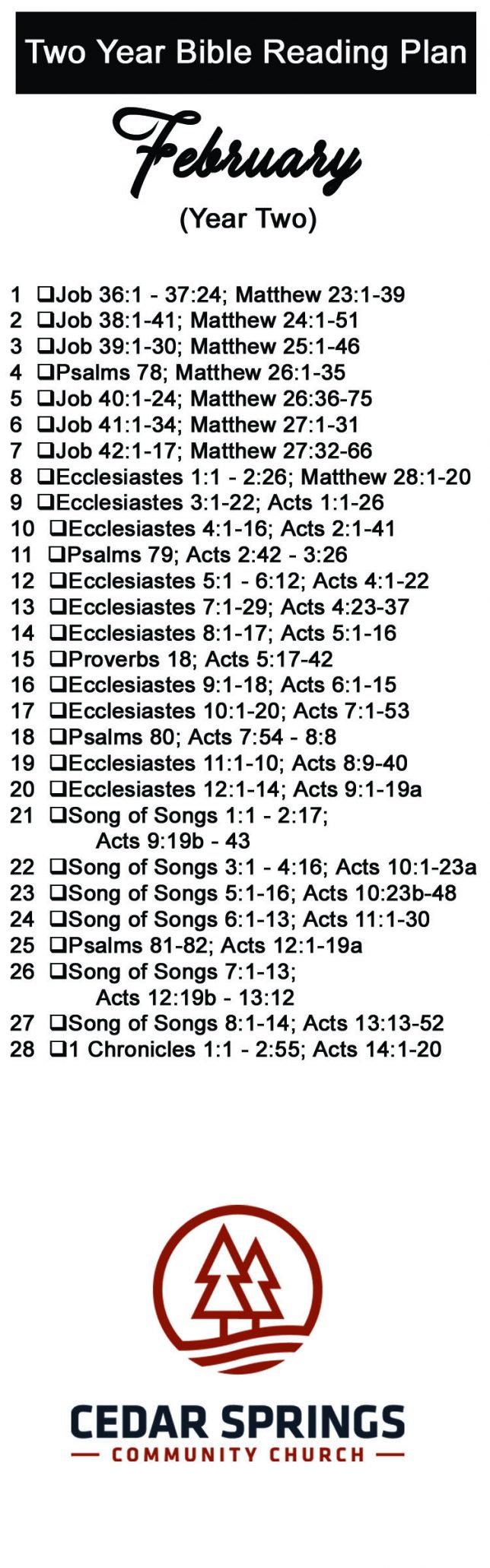 Two Year Bible Reading Plan