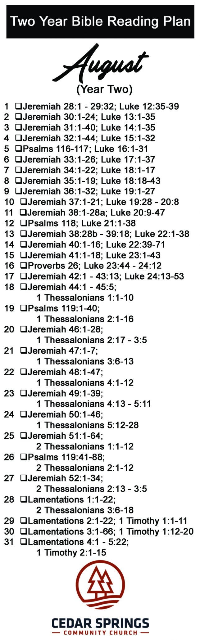 Two Year Bible Reading Plan