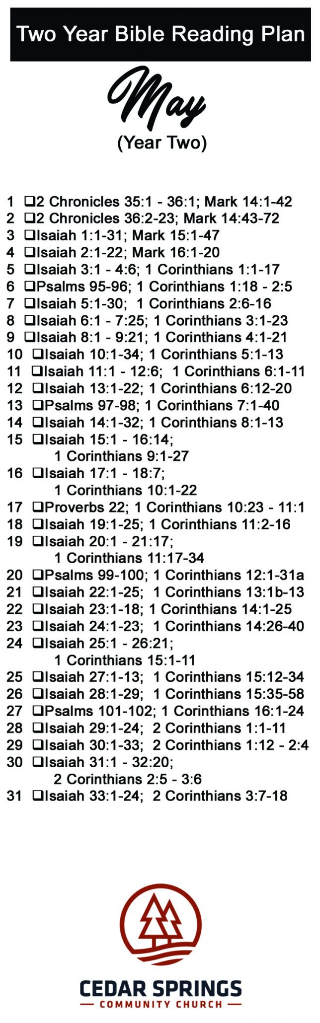 Two Year Bible Reading Plan