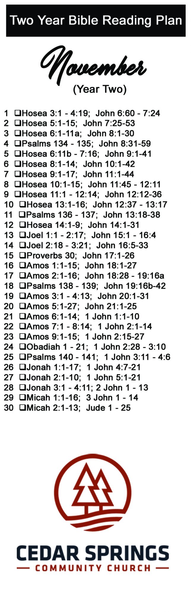 Two Year Bible Reading Plan